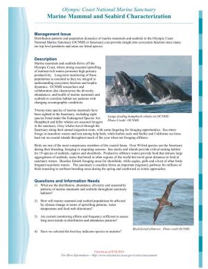 Marine Mammal and Seabird Characterization