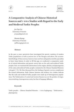 A Comparative Analysis of Chinese Historical Sources and Y-DNA Studies with Regard to the Early and Medieval Turkic Peoples