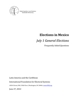 Elections in Mexico July 1 General Elections