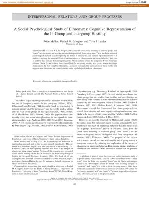 A Social Psychological Study of Ethnonyms: Cognitive Representation of the In-Group and Intergroup Hostility