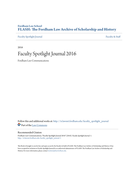 Faculty Spotlight Journal 2016 Fordham Law Communications