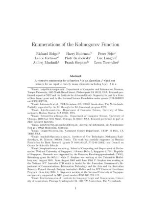 Enumerations of the Kolmogorov Function