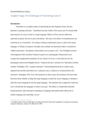 Tangled Tango: the Challenges of Translating Culture1