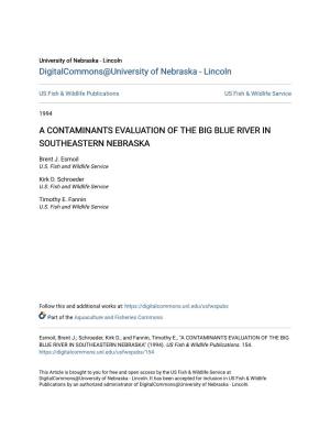 A Contaminants Evaluation of the Big Blue River in Southeastern Nebraska