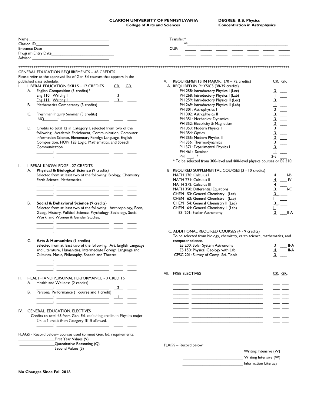 BS Physics Concentration Astrophysics