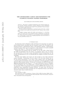 Arxiv:2011.08087V2 [Math-Ph] 30 Mar 2021 [36, 6] of a Haar Measure Unitary