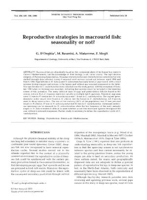 Reproductive Strategies in Macrourid Fish: Seasonality Or Not?