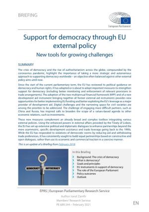 Support for Democracy Through EU External Policy New Tools for Growing Challenges