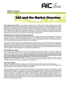 Serial Attached SCSI (SAS), the Successor Technology to the Parallel SCSI Interface, Leverages Proven SCSI