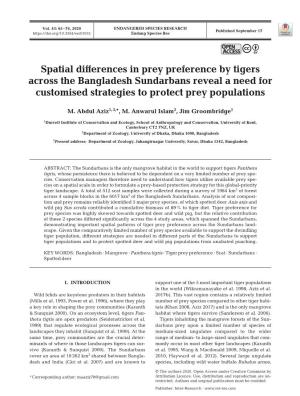 Spatial Differences in Prey Preference by Tigers Across the Bangladesh Sundarbans Reveal a Need for Customised Strategies to Protect Prey Populations
