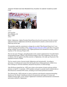 PR 199 Afghan Women Want to Amend Marital Rape