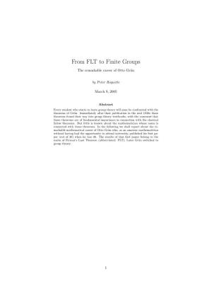 From FLT to Finite Groups