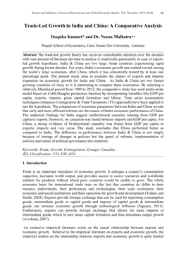 Trade-Led Growth in India and China: a Comparative Analysis