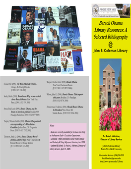 Barack Obama Library Resources: a Selected Bibliography @ John B