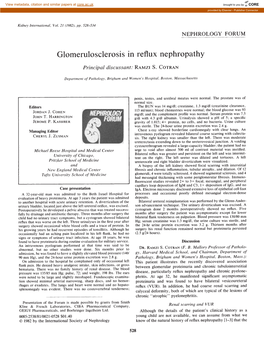 Glomerulosclerosis in Reflux Nephropathy