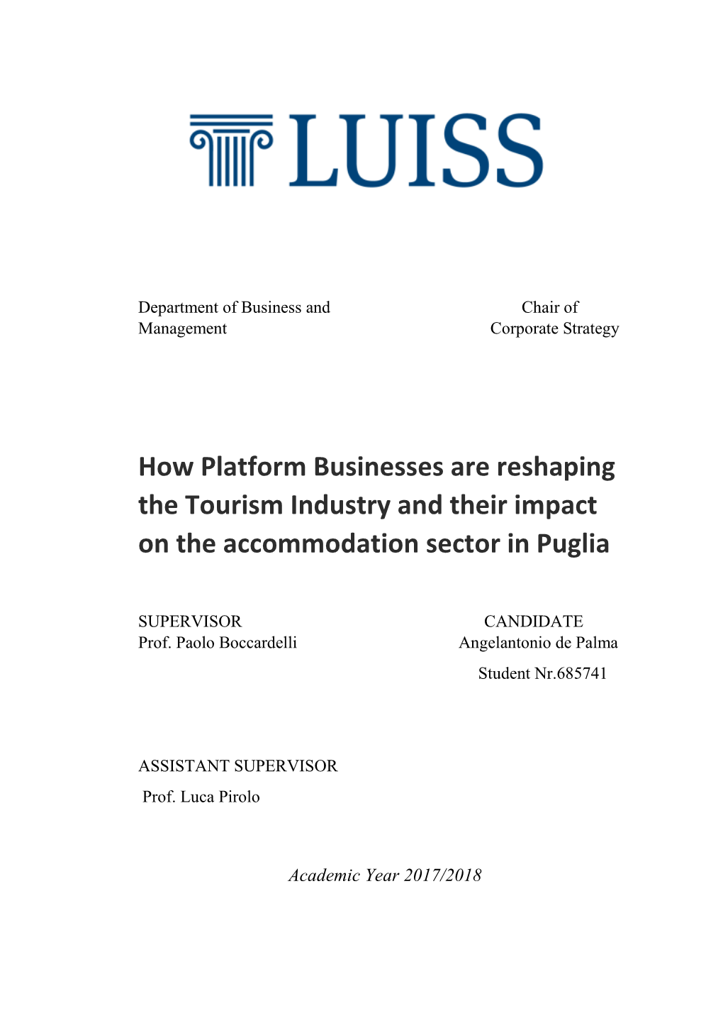 How Platform Businesses Are Reshaping the Tourism Industry and Their Impact on the Accommodation Sector in Puglia