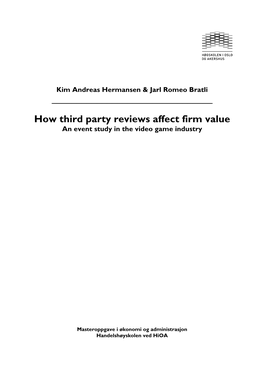 How Third Party Reviews Affect Firm Value an Event Study in the Video Game Industry