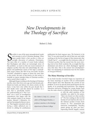 New Developments in the Theology of Sacrifice