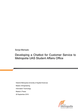 Developing a Chatbot for Customer Service to Metropolia UAS Student