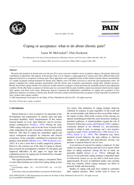 Coping Or Acceptance: What to Do About Chronic Pain?