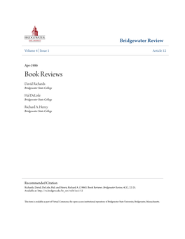 Book Reviews David Richards Bridgewater State College