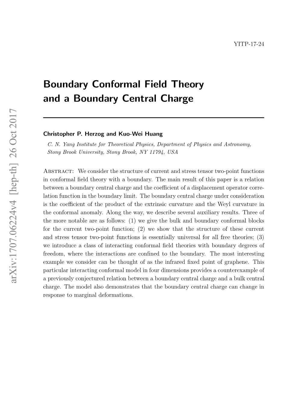 Boundary Conformal Field Theory and a Boundary Central Charge Arxiv