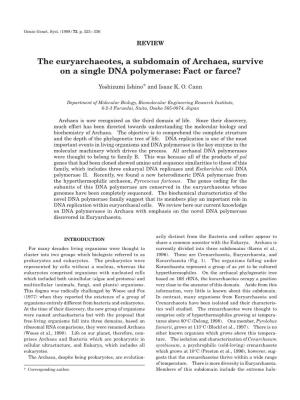 The Euryarchaeotes, a Subdomain of Archaea, Survive on a Single DNA Polymerase: Fact Or Farce?