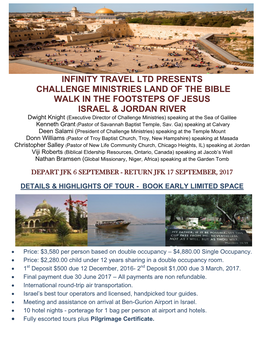 Infinity Travel Ltd Presents Challenge Ministries Land