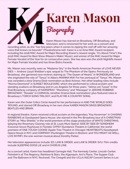 Karen Mason Biography