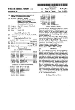 III IIHIIIHIIII USOO.5367082A United States Patent (19) 11 Patent Number: 5,367,082 Bergfeld Et Al