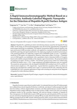 A Rapid Immunochromatographic Method Based on a Secondary Antibody-Labelled Magnetic Nanoprobe for the Detection of Hepatitis B Pres2 Surface Antigen