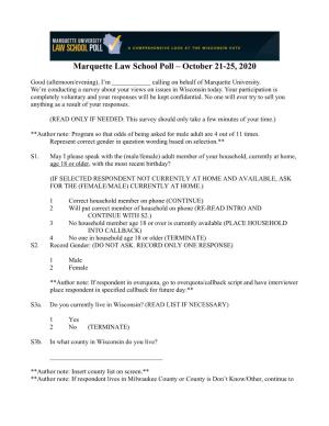 Marquette Law School Poll – October 21-25, 2020