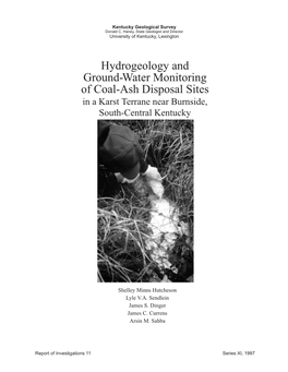 Hydrogeology and Ground-Water Monitoring of Coal-Ash Disposal Sites in a Karst Terrane Near Burnside, South-Central Kentucky