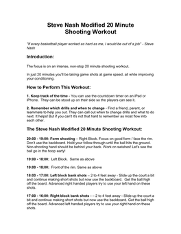 Steve Nash Modified 20 Minute Shooting Workout