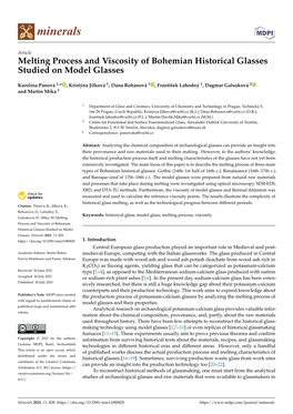 Melting Process and Viscosity of Bohemian Historical Glasses Studied on Model Glasses
