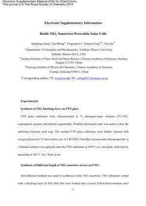 Electronic Supplementary Information Rutile Tio2 Nanowires Perovskite