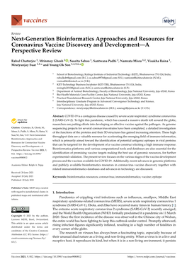Next-Generation Bioinformatics Approaches and Resources for Coronavirus Vaccine Discovery and Development—A Perspective Review