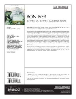 BON IVER BETH/REST B/W BETH/REST (RARE BOOK ROOM)