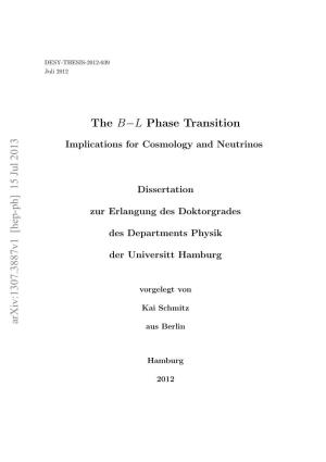 The B-L Phase Transition – Implications for Cosmology
