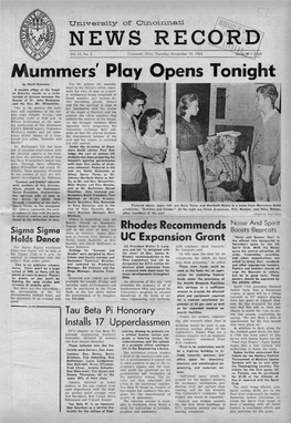 University of Cincinnati News Record. Thursday, November 19, 1964. Vol. LII, No. 8