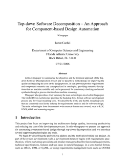 Top-Down Software Decomposition – an Approach for Component-Based Design Automation