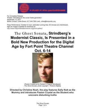 The Ghost Sonata, Strindberg's Modernist Classic, Is Presented in A