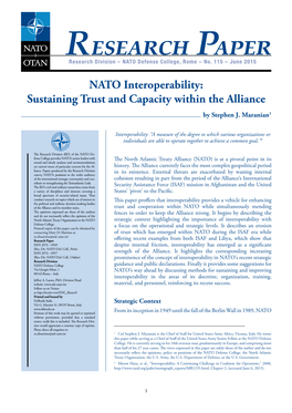 NATO Interoperability: Sustaining Trust and Capacity Within the Alliance by Stephen J