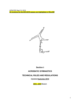 Section I ACROBATIC GYMNASTICS TECHNICAL RULES AND
