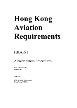 HKAR-1 Airworthiness Procedures, Issue 2 Revision 21