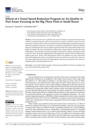 Effects of a Vessel Speed Reduction Program on Air Quality in Port Areas: Focusing on the Big Three Ports in South Korea