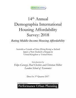 14 Annual Demographia International Housing Affordability Survey: 2018