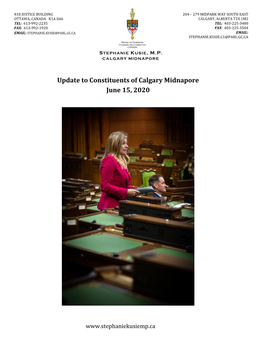 Update to Constituents of Calgary Midnapore June 15, 2020
