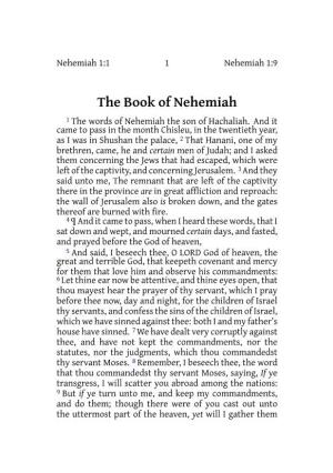 The Book of Nehemiah 1 the Words of Nehemiah the Son of Hachaliah