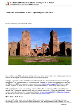 The Baths of Caracalla in 3D: “A Journey Back in Time” Published on Iitaly.Org (